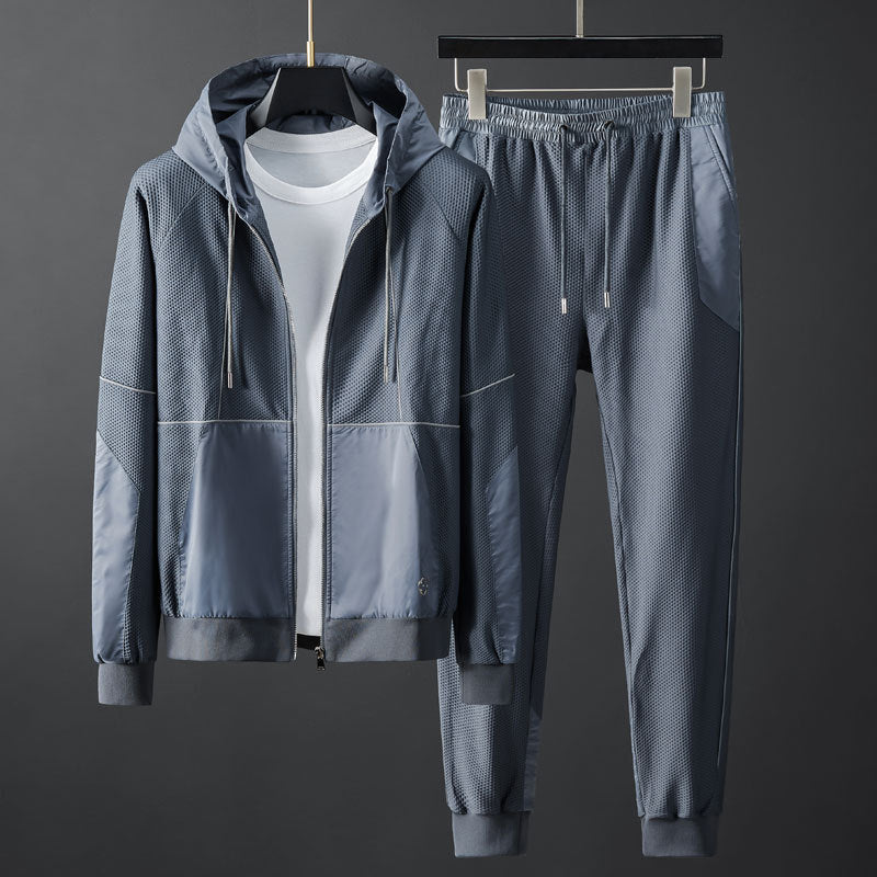 Ensemble Mesh Nid d'Abeille Stretch Slim Fit Capuche - Homme