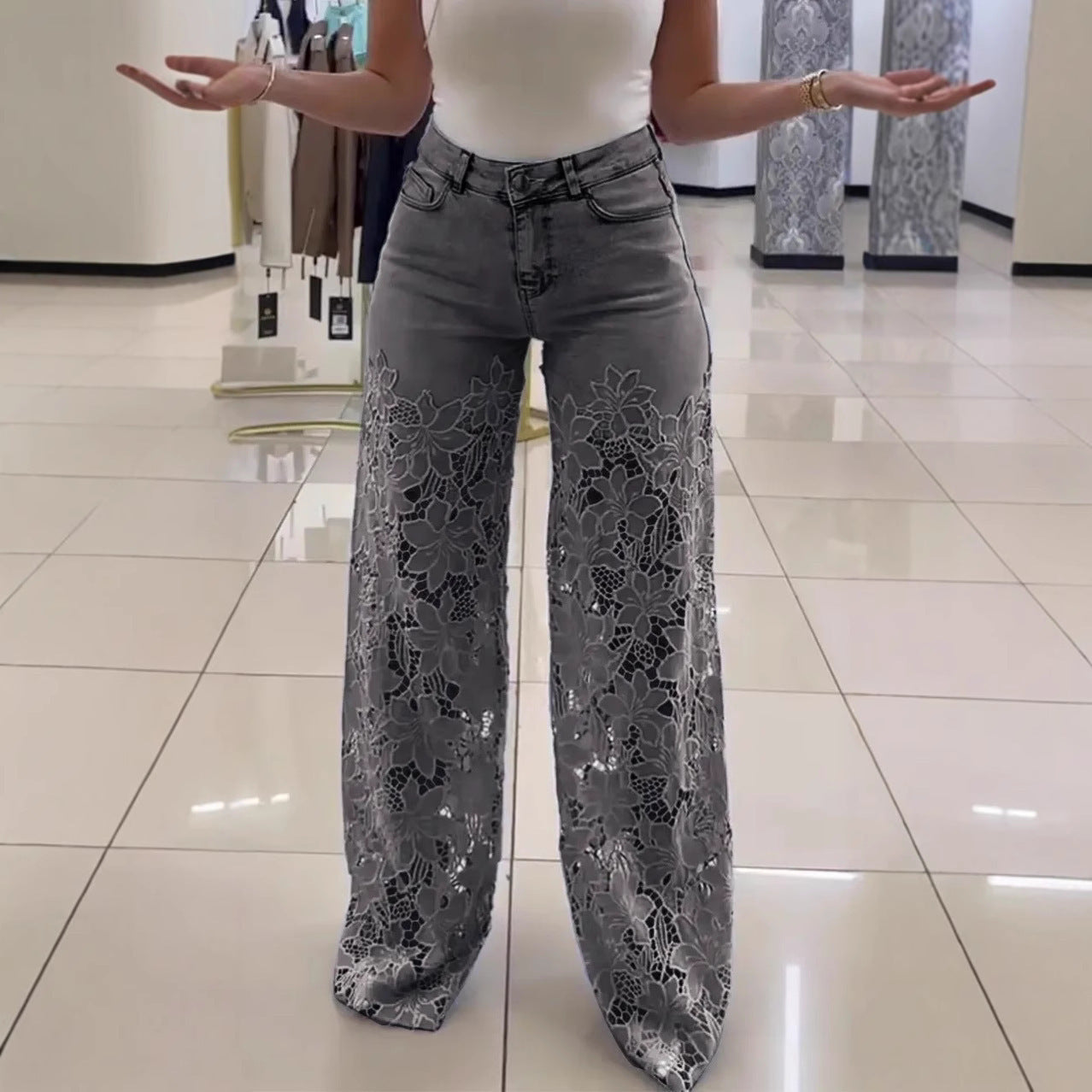 Jean Y2K Dentelle - Taille Haute Tendance
