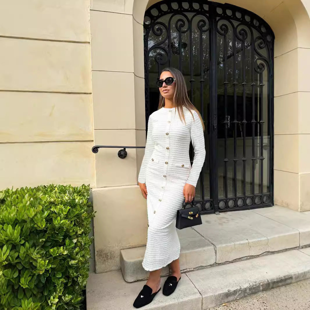Robe Rétro Française - Tricot Ajusté