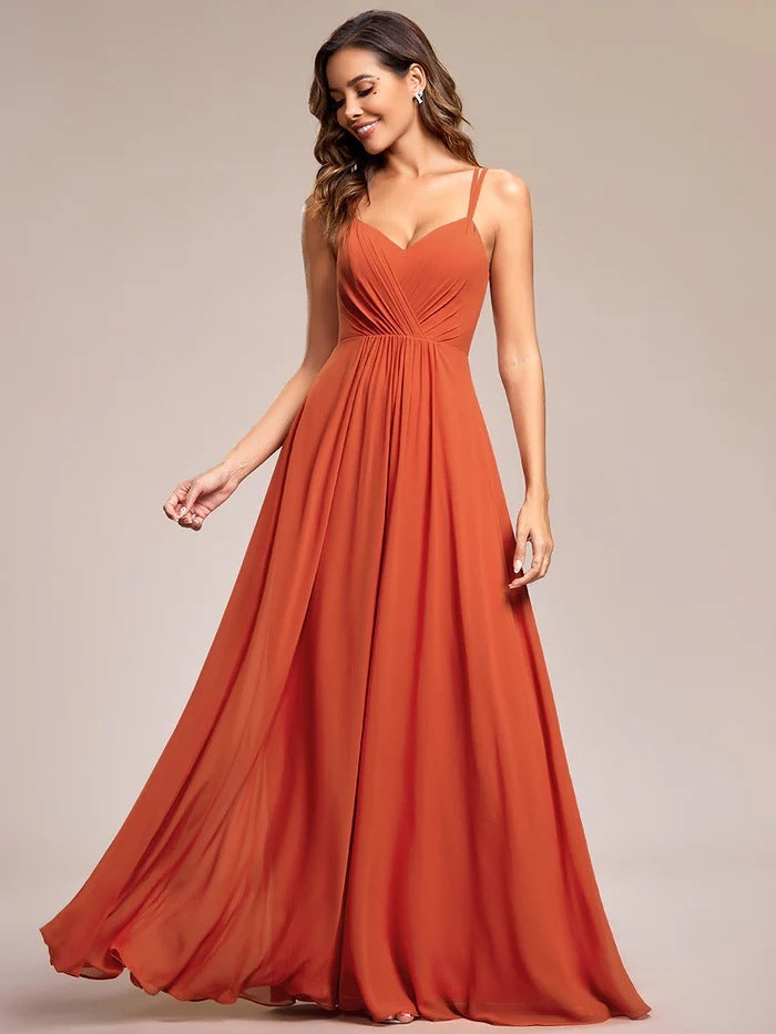 Robe Longue Plissée - Bretelles Banquet
