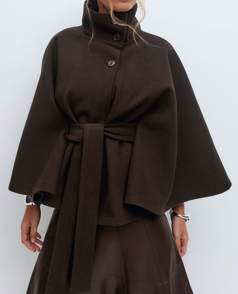 Trench Coat Hiver - Col Haut Manches Chauve-Souris