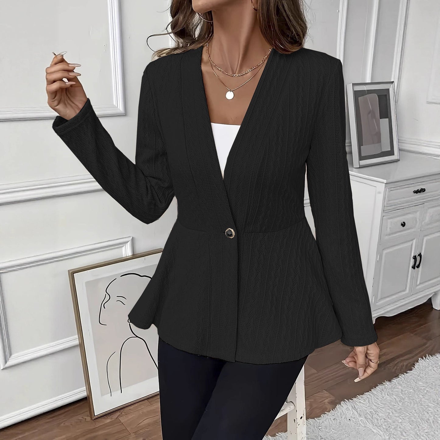 Cardigan Tricoté Un Bouton - Classique
