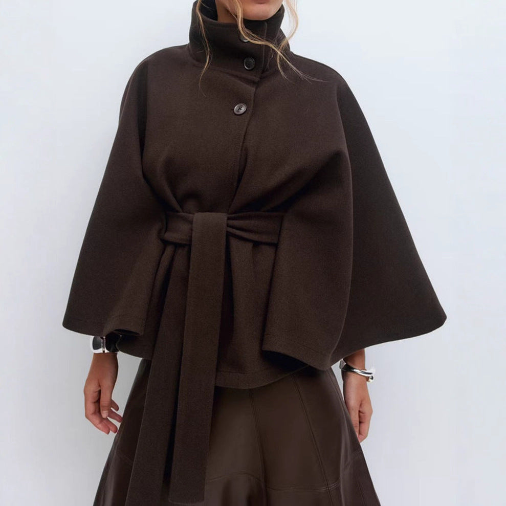 Trench Coat Hiver - Col Haut Manches Chauve-Souris