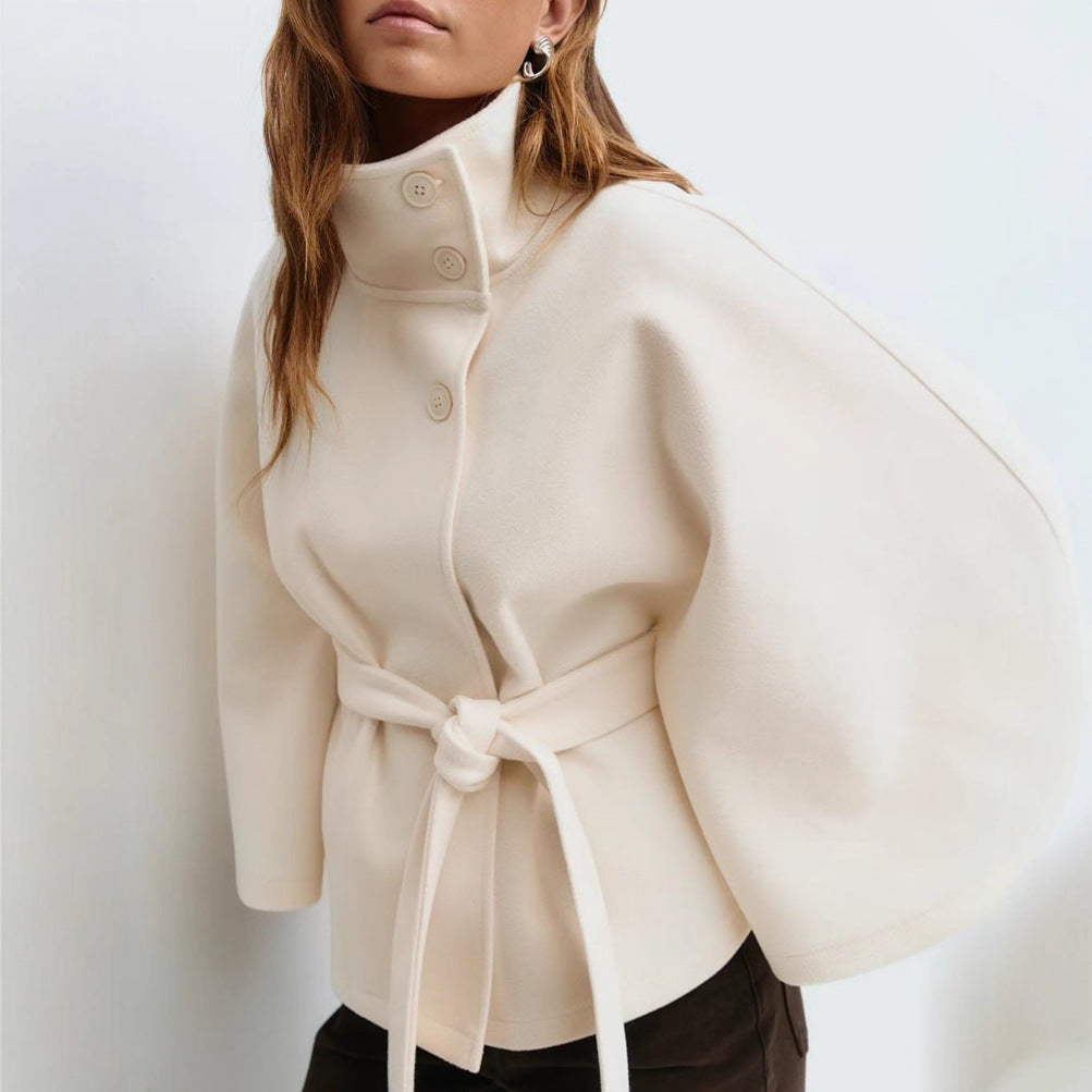 Trench Coat Hiver - Col Haut Manches Chauve-Souris