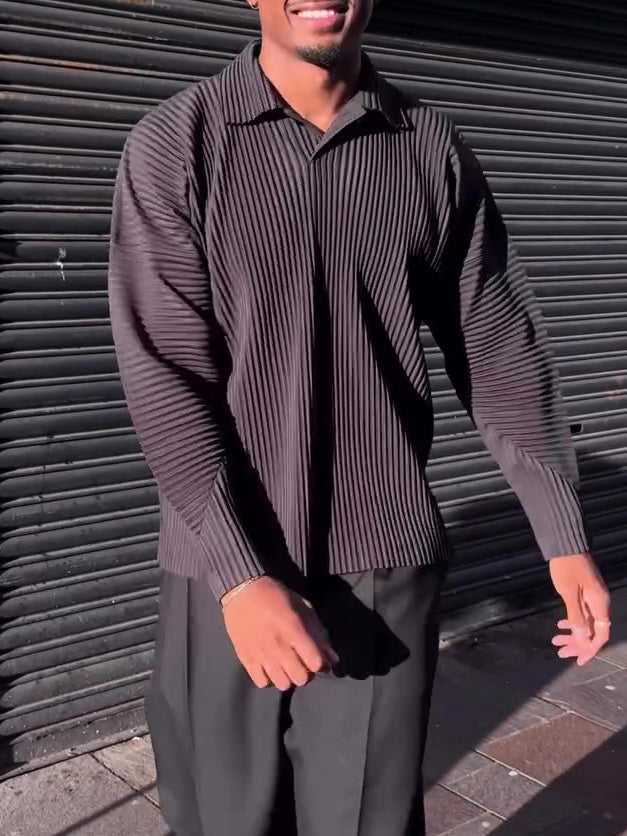 Top Casual Plissé Manches Longues - Homme
