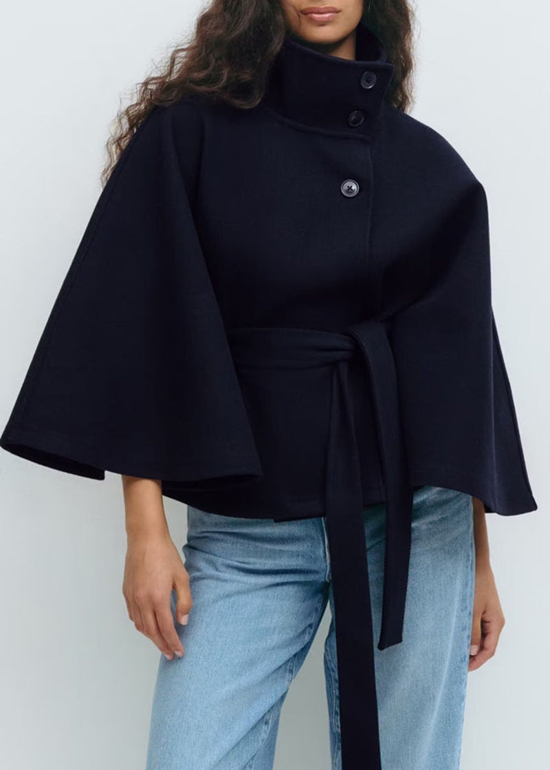 Trench Coat Hiver - Col Haut Manches Chauve-Souris