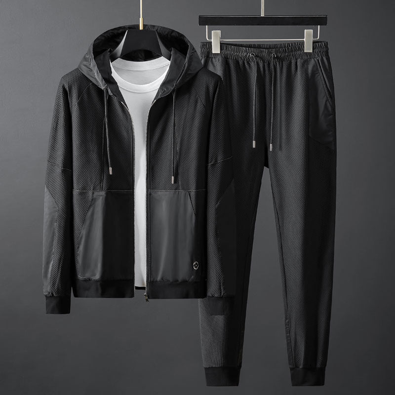 Ensemble Mesh Nid d'Abeille Stretch Slim Fit Capuche - Homme