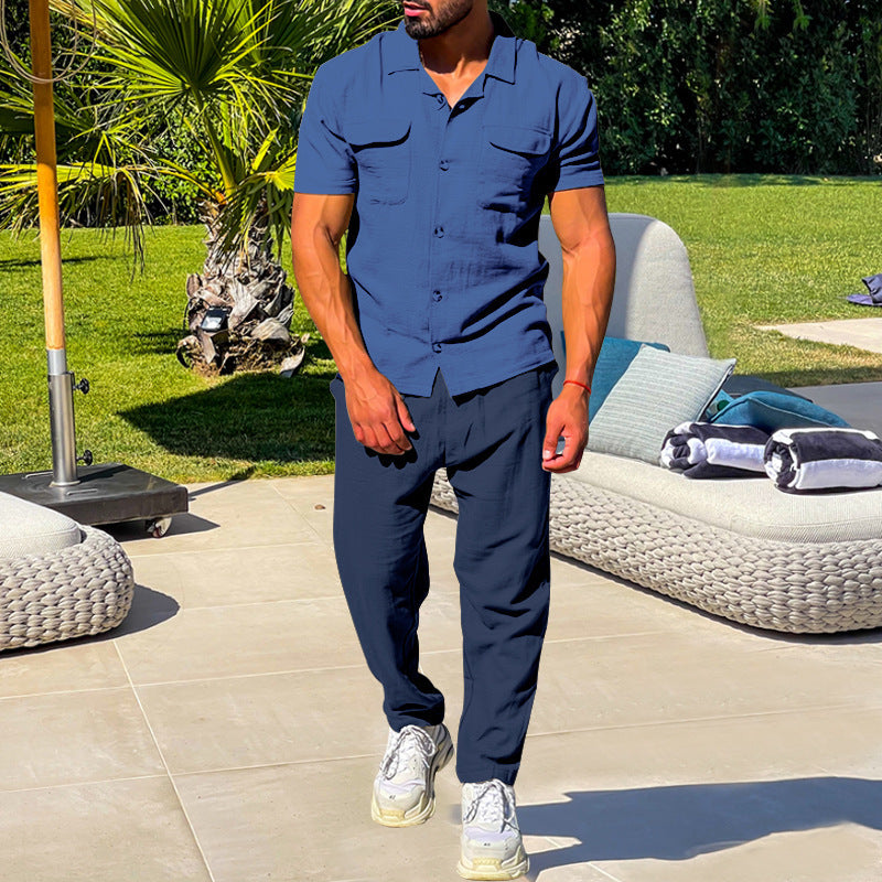 Ensemble Été Chemise Cardigan Pantalon - Homme