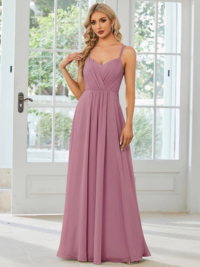 Robe Longue Plissée - Bretelles Banquet