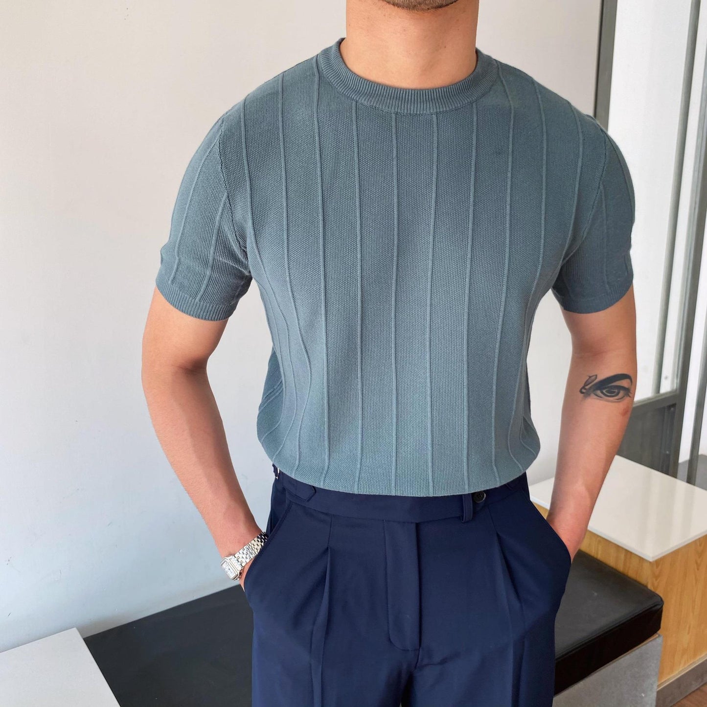 T-shirt Tricoté Été - Col Rond Léger