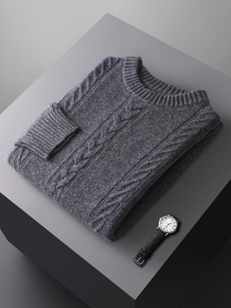 Pull 100% Laine Pure Col Rond Épais - Homme