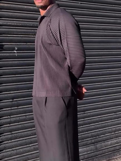 Top Casual Plissé Manches Longues - Homme