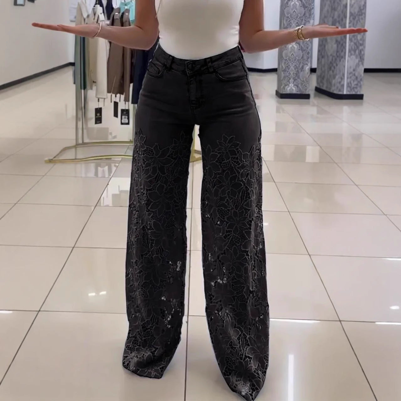 Jean Y2K Dentelle - Taille Haute Tendance