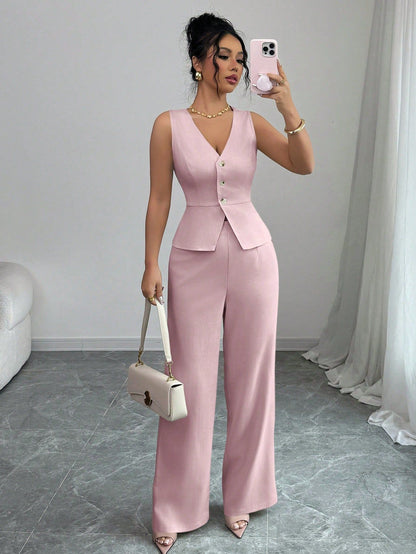 Ensemble Débardeur Pantalon Taille Haute - Femme