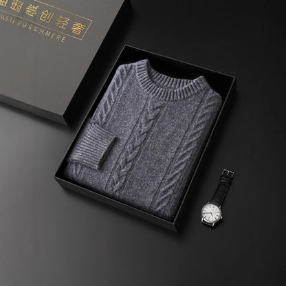 Pull 100% Laine Pure Col Rond Épais - Homme