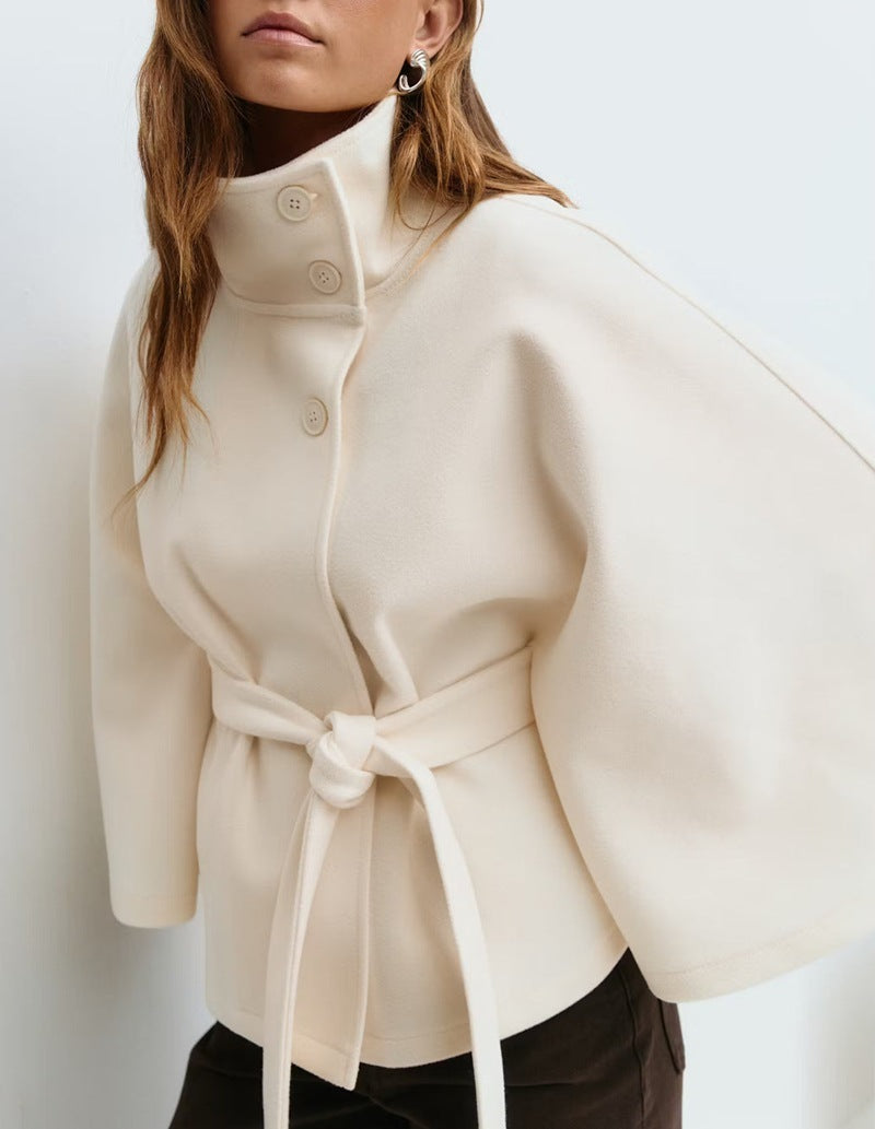 Trench Coat Hiver - Col Haut Manches Chauve-Souris