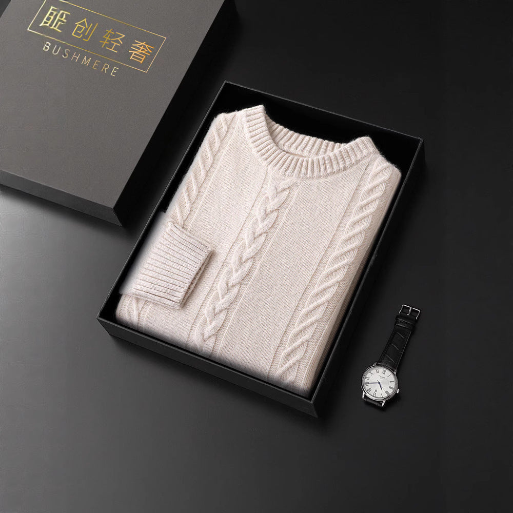 Pull 100% Laine Pure Col Rond Épais - Homme