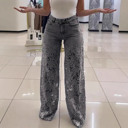 Jean Y2K Dentelle - Taille Haute Tendance