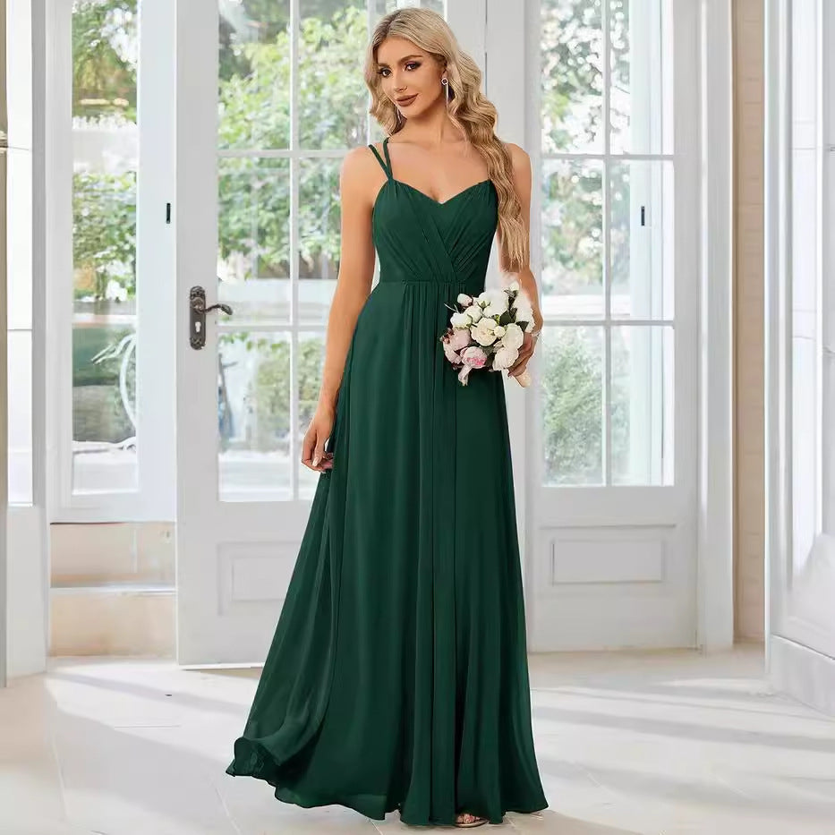 Robe Longue Plissée - Bretelles Banquet