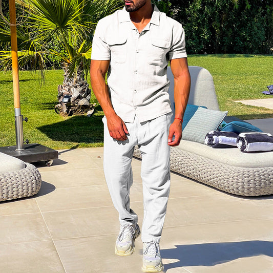 Ensemble Été Chemise Cardigan Pantalon - Homme