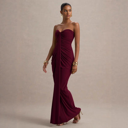 Robe Bandeau Sexy Slim Fit Plissée - Femme