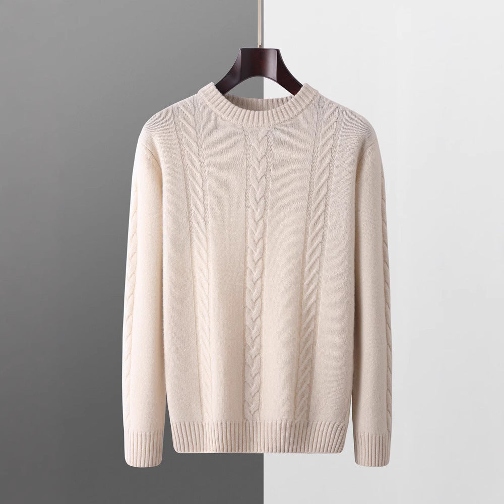 Pull 100% Laine Pure Col Rond Épais - Homme