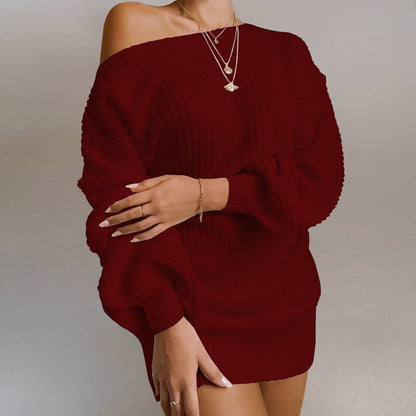 Robe Pull Épaules Dénudées - Manches Bouffantes