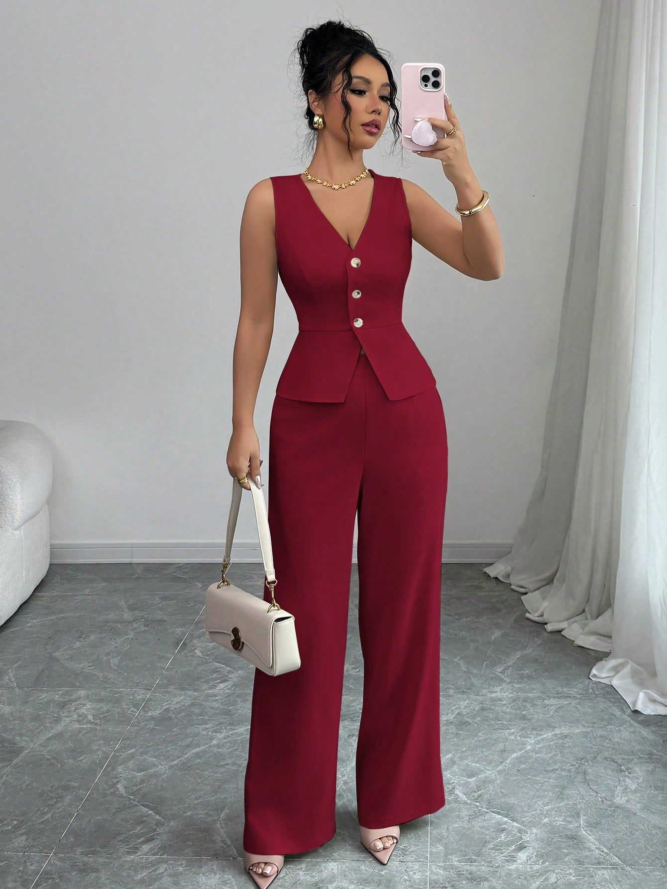 Ensemble Débardeur Pantalon Taille Haute - Femme