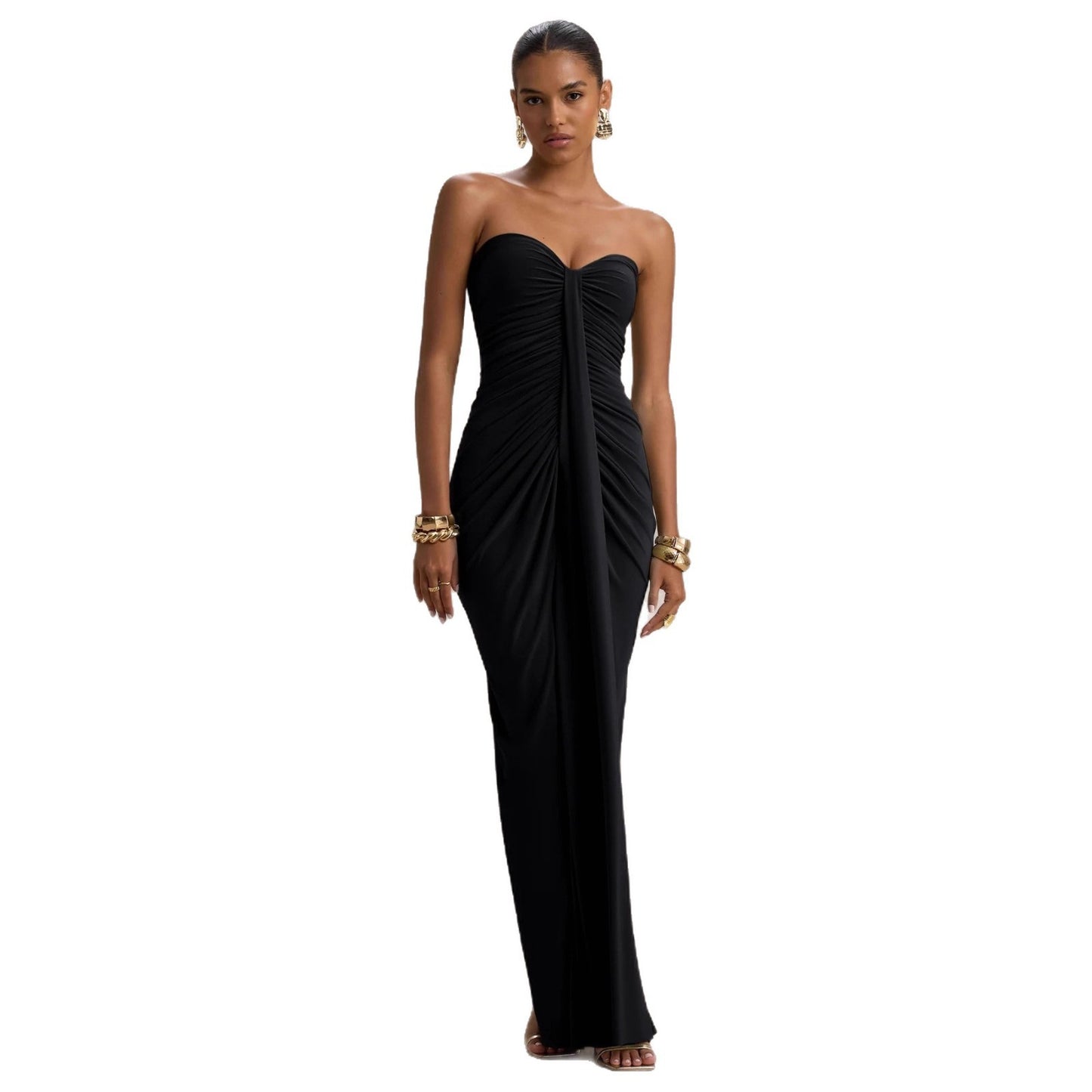 Robe Bandeau Sexy Slim Fit Plissée - Femme