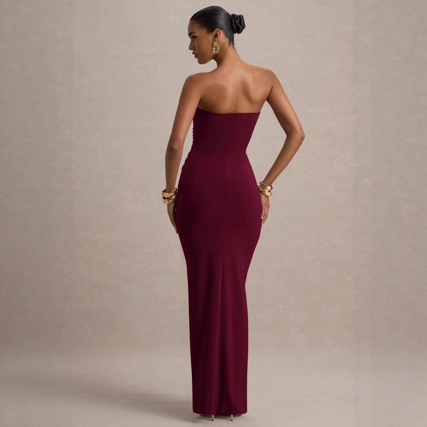 Robe Bandeau Sexy Slim Fit Plissée - Femme