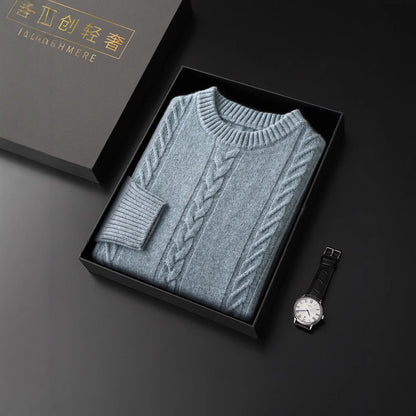 Pull 100% Laine Pure Col Rond Épais - Homme