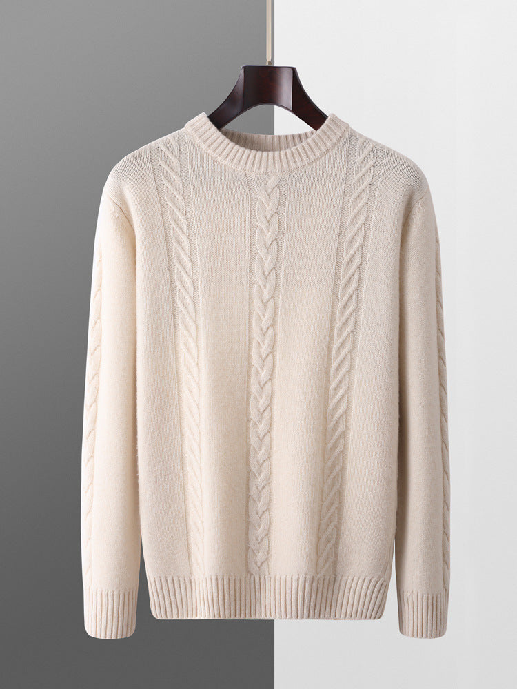 Pull 100% Laine Pure Col Rond Épais - Homme