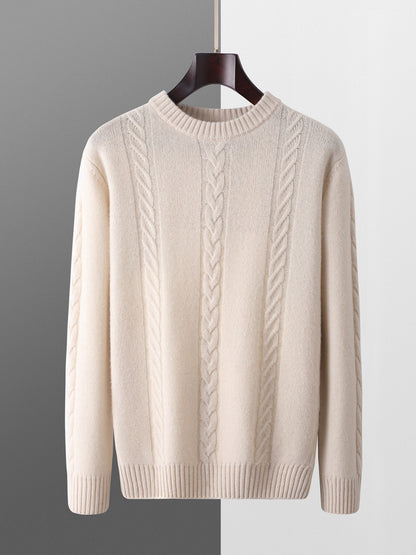 Pull 100% Laine Pure Col Rond Épais - Homme
