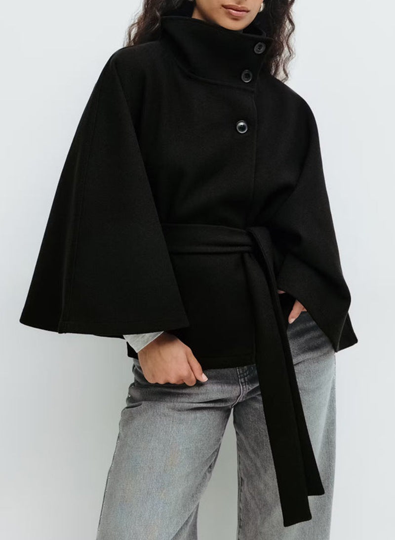 Trench Coat Hiver - Col Haut Manches Chauve-Souris