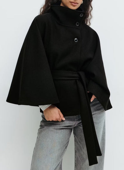 Trench Coat Hiver - Col Haut Manches Chauve-Souris