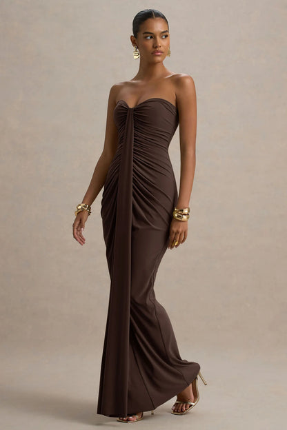 Robe Bandeau Sexy Slim Fit Plissée - Femme