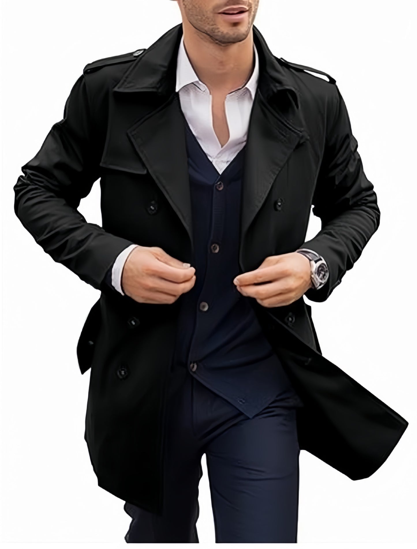 Manteau Mi-Long Double Boutonnage Euro-Américain - Homme