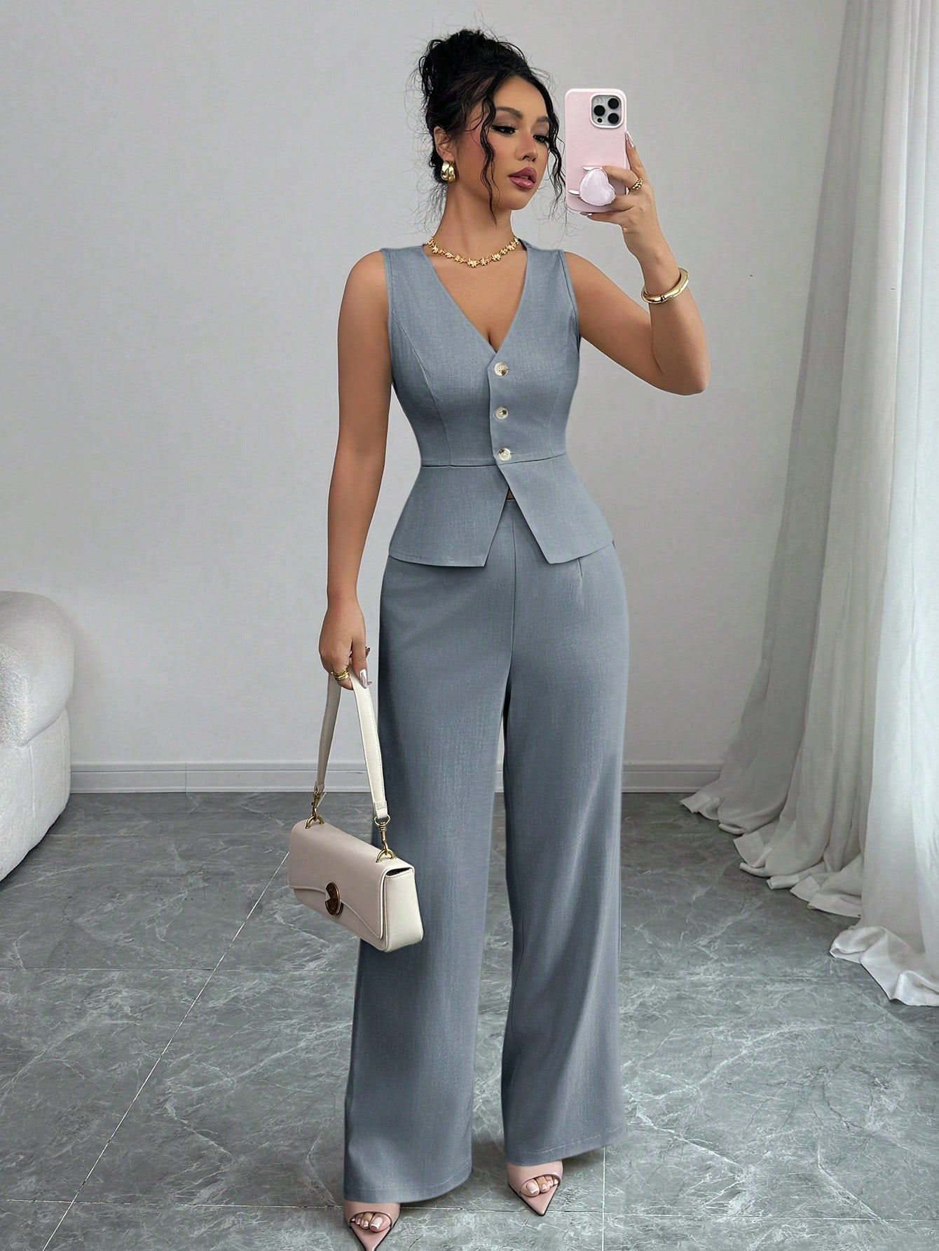 Ensemble Débardeur Pantalon Taille Haute - Femme