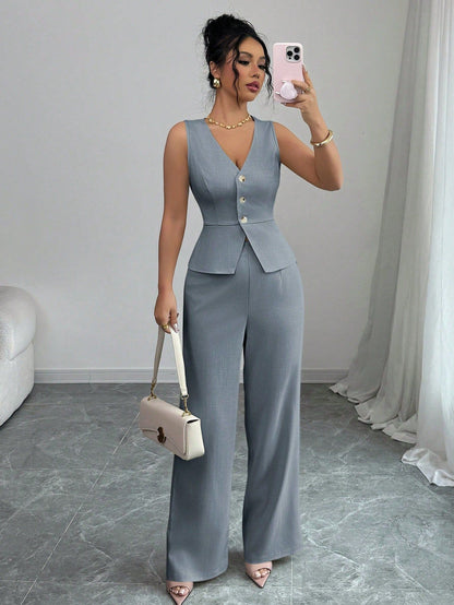 Ensemble Débardeur Pantalon Taille Haute - Femme