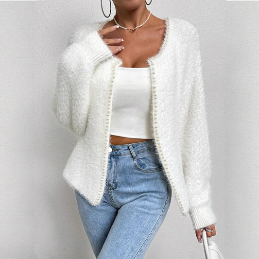Cardigan Col V Perlé - Femme