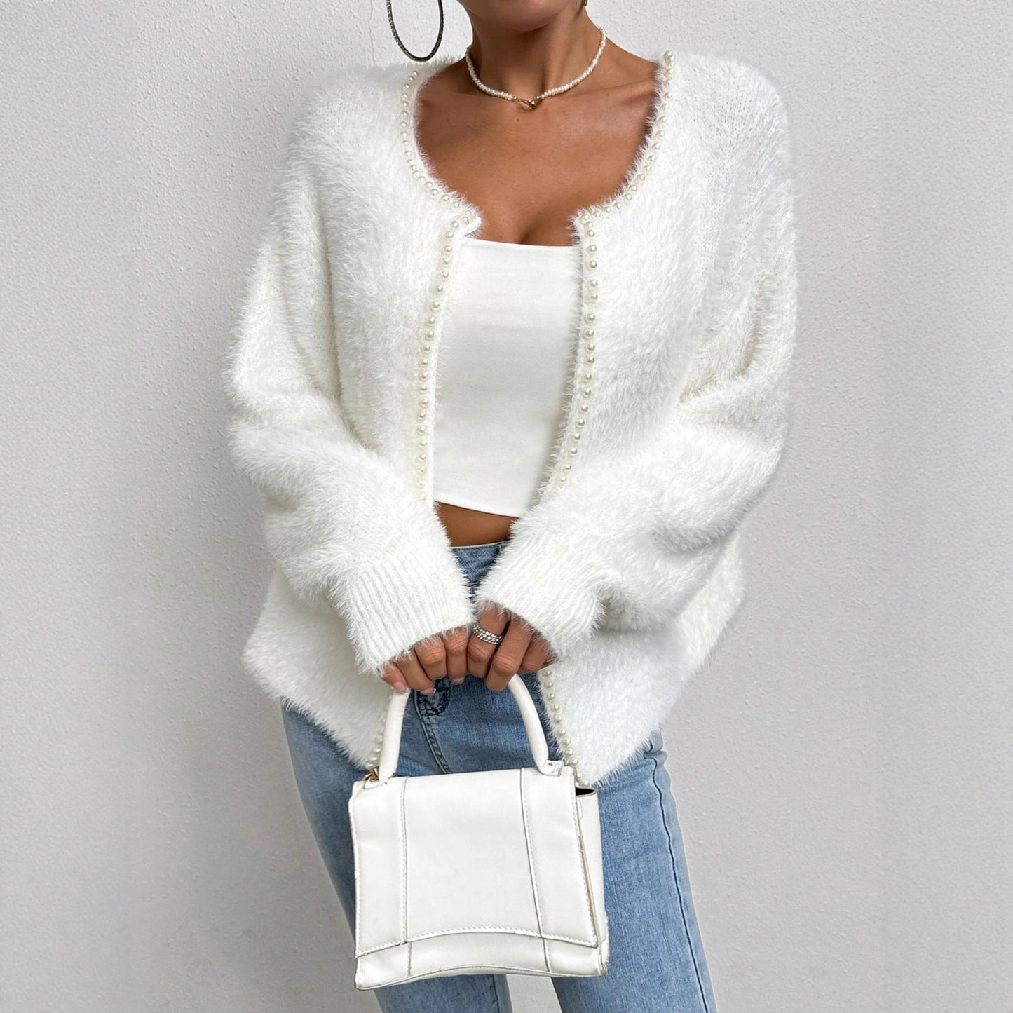 Cardigan Col V Perlé - Femme