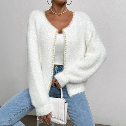 Cardigan Col V Perlé - Femme