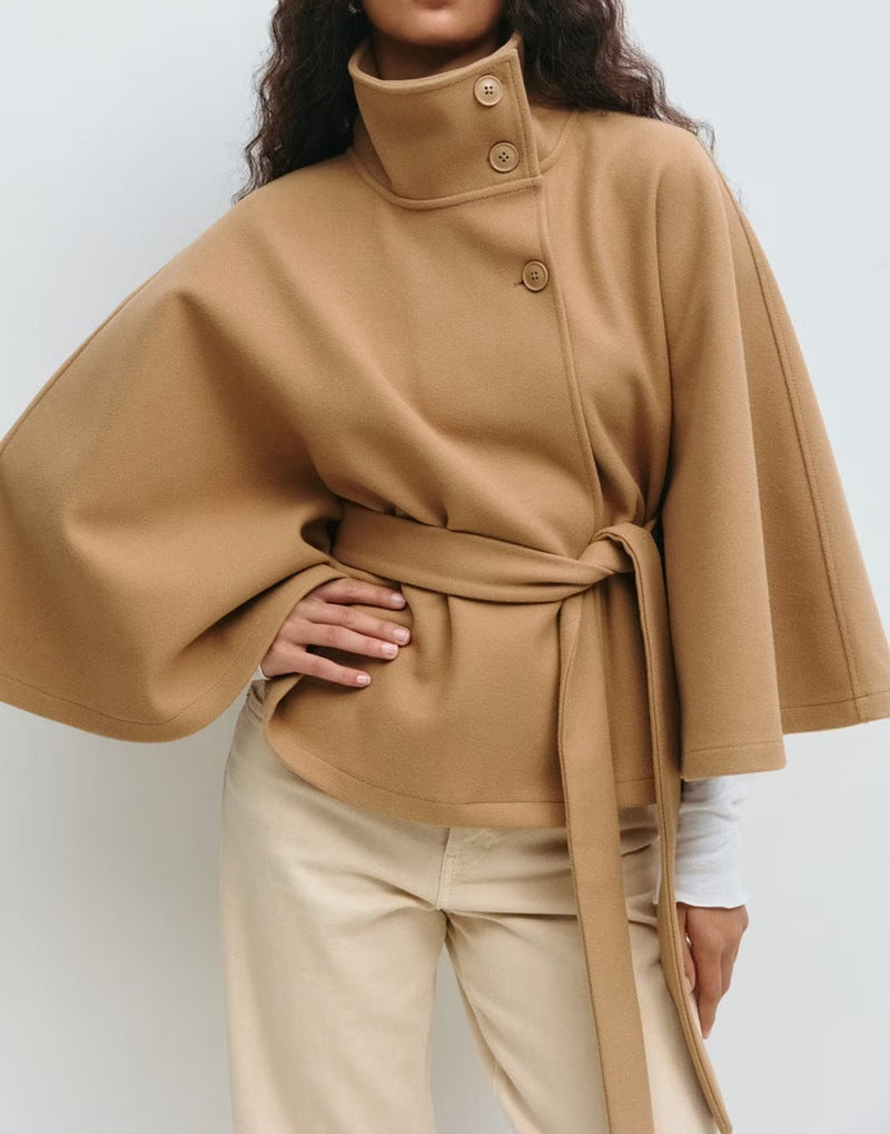Trench Coat Hiver - Col Haut Manches Chauve-Souris