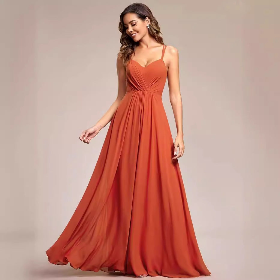 Robe Longue Plissée - Bretelles Banquet
