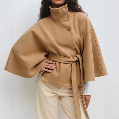 Trench Coat Hiver - Col Haut Manches Chauve-Souris