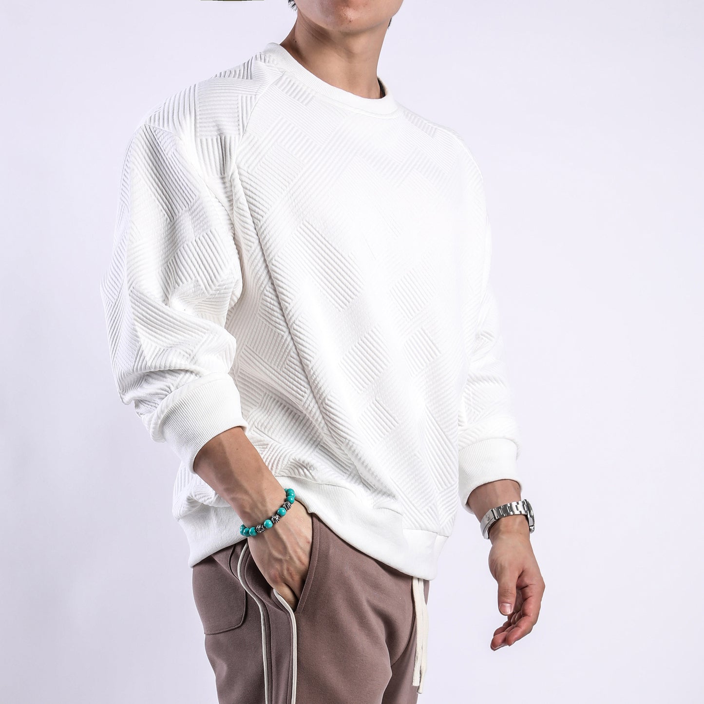 Pull Jacquard Col Rond Mi-Saison - Homme