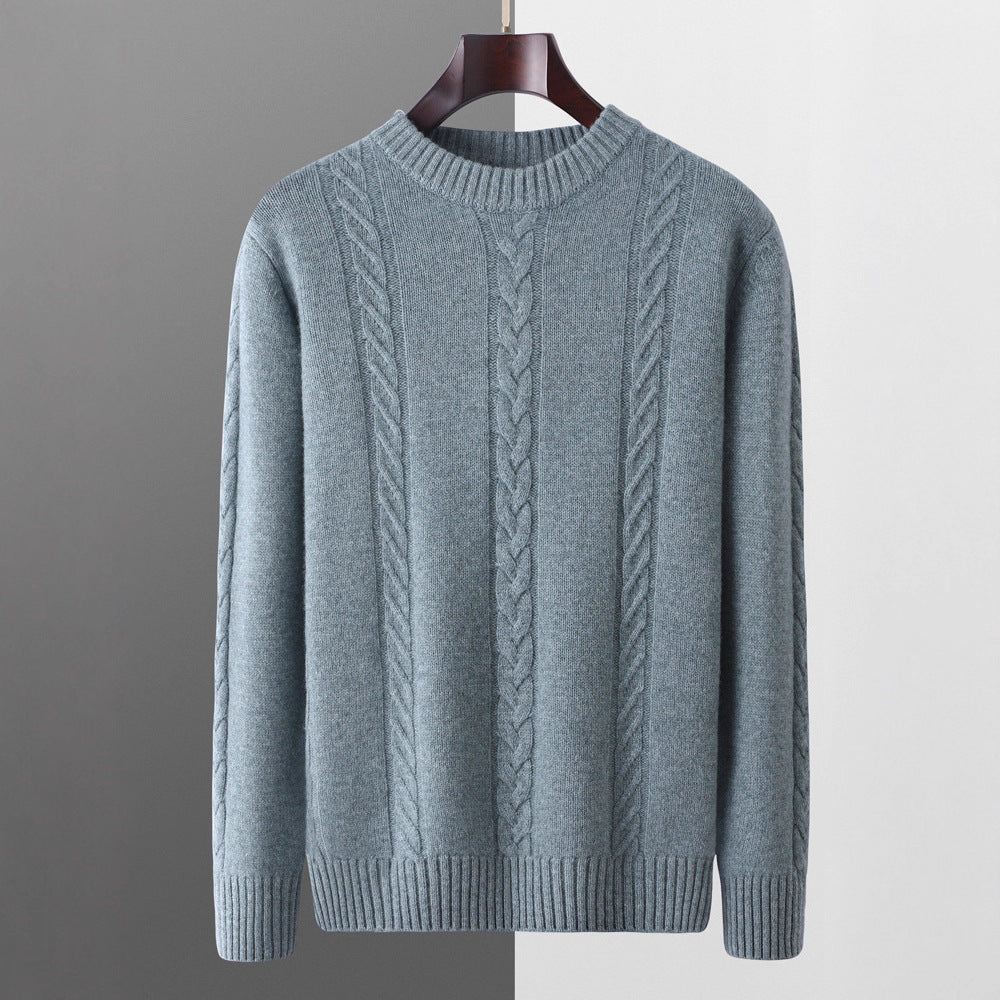 Pull 100% Laine Pure Col Rond Épais - Homme