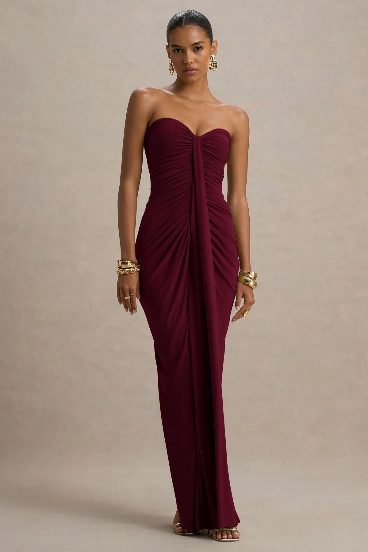 Robe Bandeau Sexy Slim Fit Plissée - Femme