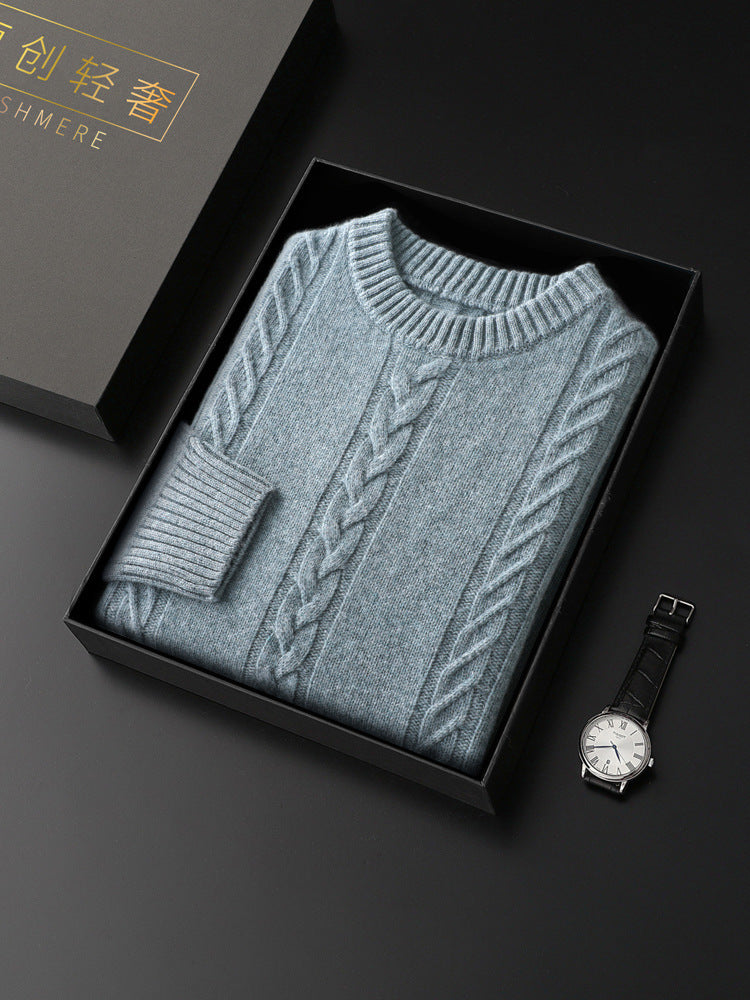 Pull 100% Laine Pure Col Rond Épais - Homme