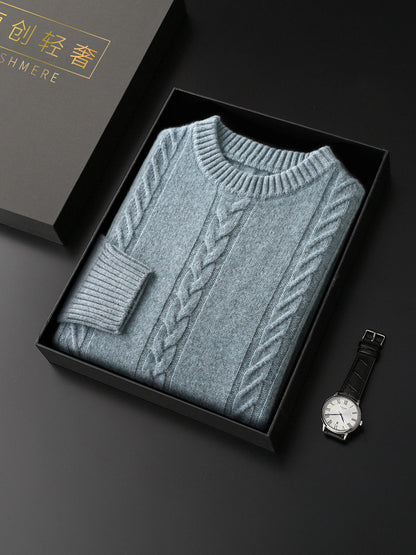 Pull 100% Laine Pure Col Rond Épais - Homme